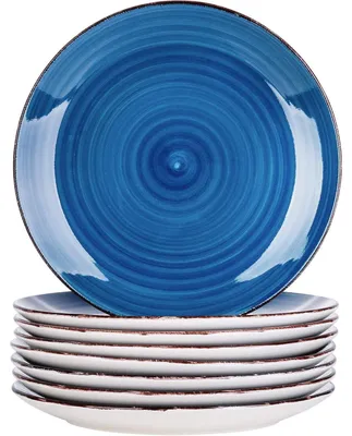 Produktbild von Speiseteller Steingut 8 teilig Flachteller Marokko Stil handbemalt 27 cm Dunkelblau|Blau