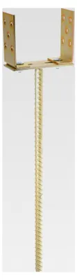 Produktbild von U-Pfostenträger zum Einbetonieren, verstellbar von 0 bis 140 mm, U-Form mit Steindolle 500 mm, Betonanker für Holzpfosten