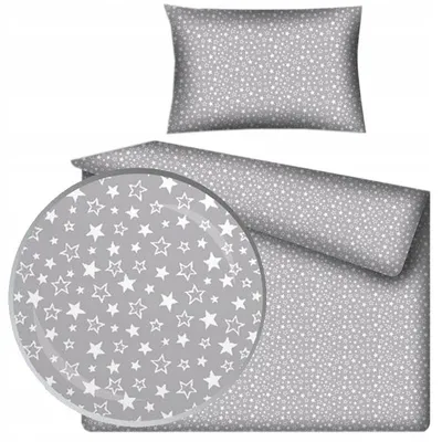 Produktbild von Designpremium Kinderbettwäsche Grau Weiße Sterne 90x120 cm