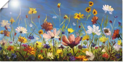 Produktbild von ARTland Poster Wildblumenwiese blauer Himmel Größe: 60x30 cm