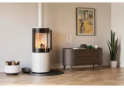Produktbild von Kaminofen Thermia Xena 310 Mini Stahl weiß 7 kW mit Holzfach