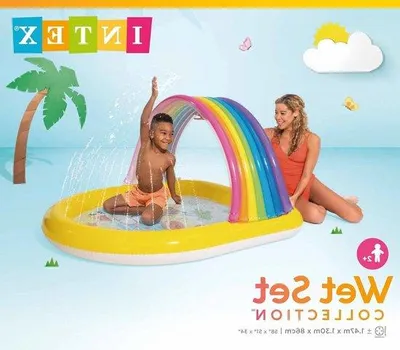 Produktbild von Famanu Aufblasbares Schwimmbecken 201cm x 170cm x 84cm - Regenbogen Design