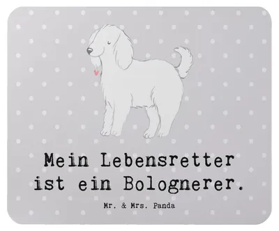 Produktbild von Mr. & Mrs. Panda Mauspad Bologneser Lebensretter - Grau Pastell - Geschenk, Mouse Pad, computer mousepad, laptop, mousematte