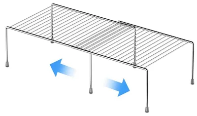 Produktbild von Ausziehbarer Regalorganizer für Küchenschränke, robust, verstellbar, aus Metalldraht, Gewürzregal, Aufbewahrungsregal für Schränke, Speisekammer, Kühlschrank, verchromt