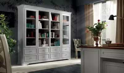 Produktbild von Wohnzimmer Schrank Bücher Regal Weiß Klassische Möbel Regale Holz