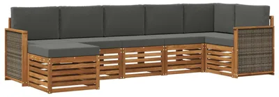 Produktbild von vidaXL Outdoor-Sofagarnitur 6 stk. Natur und Anthrazit