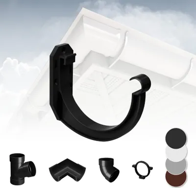 Produktbild von RAINWAY L Regenrinnen System (Rinnenhalter anthrazit) - PVC-U Kunststoff in 4 Farben, für Dachflächen > 100m² empfohlen, Wandhalterung Haken Halterung