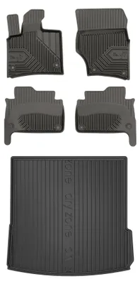 Image de Tapis en caoutchouc + bac de coffre pour Audi Q7 I 2005-2015 (SUV, 5 places) – 5 pièces, noirs, sur mesure