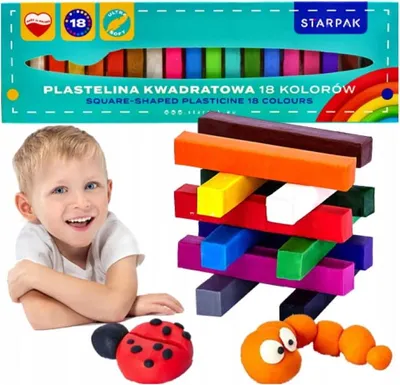 Immagine prodotto di Argilla da modellare scuola quadrata 18 colori intensi