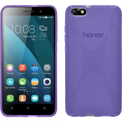 Produktbild von PhoneNatic Case kompatibel mit Huawei Honor 4x - lila Silikon Hülle X-Style + 2 Schutzfolien