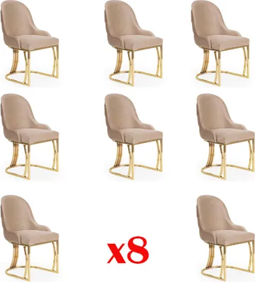 Zdjęcie produktu dla Zestaw krzeseł designerskich, 8 sztuk, obicie tekstylne, rama ze stali nierdzewnej, idealne do gastronomii i jadalni