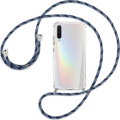 Produktbild von Handykette Backcover-Schutzhülle mit Band (Metall silberfarben) für Xiaomi Mi A3 / Mi CC9e - Blautöne