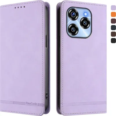 Image de Etui pour Oukitel C50, étui rétro en cuirPolyuréthaneavec support et fentes pour cartes Violet
