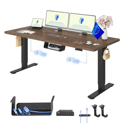 Produktbild von FLEXISPOT E1 Pro Elektrisch Höhenverstellbarer Schreibtisch EU, 180x80cm 25MM EINTEILIGE TISCHPLATTE Doppelmotor 120KG Tragkraft Kaffee-Eiche Optik