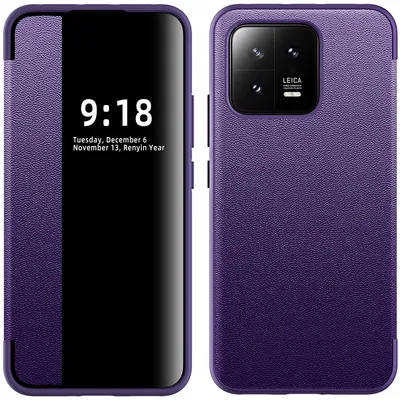Immagine prodotto di Custodia per Xiaomi 13 sottile custodia in Finto cuoio con finestra di visualizzazione Viola
