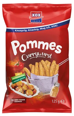 Immagine prodotto di XOX Pommes Snack Currywurst croccante salato con nota di curry 125g