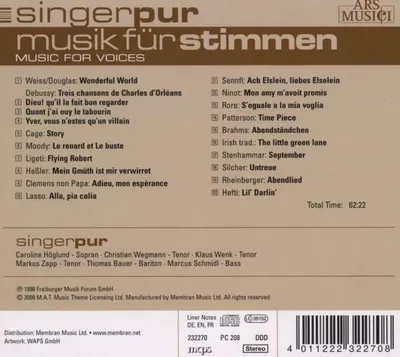 Produktbild von Singer Pur - Musik für Stimmen