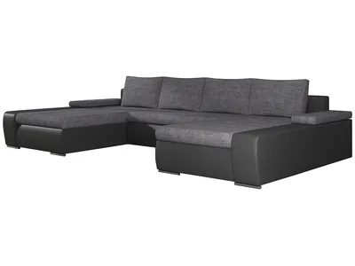 Produktbild von NABBI Ecksofa U mit Zerlegung ein Lagerraum Melfi L / P - grau (Sawana 05) / schwarz (Soft 11)
