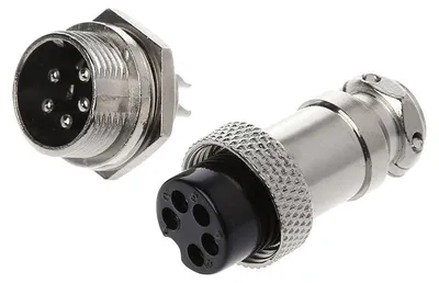 Rundsteckverbinder GX16-5, 5-polig, 16 mm, Stecker+Buchse