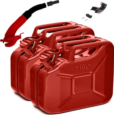 Produktbild von BW® Kraftstoffkanister Metall Benzinkanister 2x 10 Liter mit Ausgießer - Rot RAL 3000 - UN-Zulassung - Hergestellt in Europa
