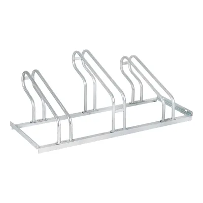 Zdjęcie produktu dla Stojak rowerowy STIER, na 3 rowery, konstrukcja stalowa ocynkowana ogniowo, wspornik parkera, również do rowerów górskich, do montażu rzędowego i podłogowego