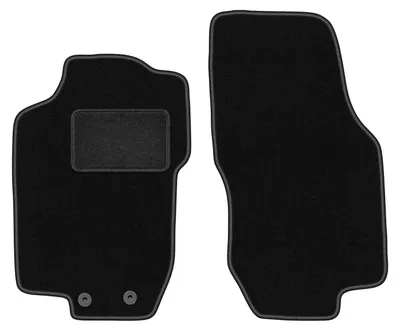 Produktbild von Velours-Fußmatten Vorne passend für Lancia Lybra (Limousine, Kombi, SW, Bj. 1999-2005) –  schwarz, passgenau, mit Befestigungen set 2 Stk. - STANDARD