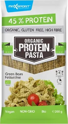 Obrázok produktu pre Max Sport Organické proteínové cestoviny 200 g fettuccine (zelená sója) / Proteínové cestoviny, ryža / Organické bezgluténové proteínové cestoviny s vysokým obsahom vlákniny