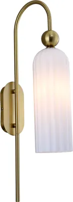 Image de Applique murale Piega dorée et blanche, 1xE14x40W, verre, dimensions : 56,5 x 10 x 23,5 cm, IP20, Light Prestige