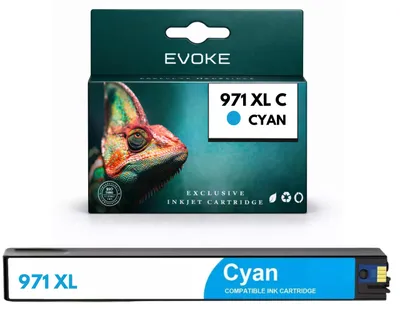 Imagen del producto de Cartuchos compatibles con Evoke para HP 971 XL CN626AE, color cian, 110 ml, compatibles con OfficeJet Pro x451dw, x476 y x551dw, Imagen generada por IA