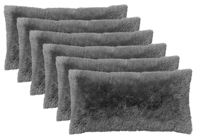 Immagine prodotto di Cuscini decorativi vidaXL, confezione da 6, colore grigio chiaro, 40 x 80 cm, tessuto in pile poliestere