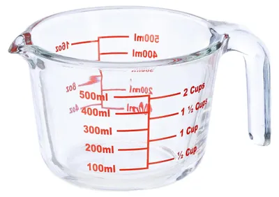 Immagine prodotto di Misurino in vetro Relaxdays, 500 ml, resistente al calore, adatto al microonde, scala in millilitri, tazze, once, trasparente