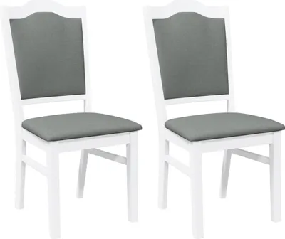 Image de vidaXL Chaises de salle à manger avec coussins 2 pcs. Blanc Bois massif Hévéa
