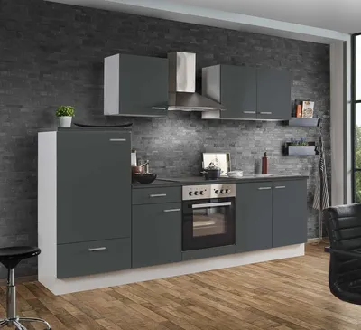 Produktbild von Küchenzeile mit Elektrogeräten White Classic 270 cm in graphit grau Nachbildung