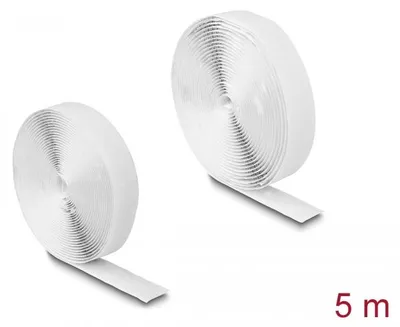 Immagine prodotto di Nastro in velcro autoadesivo Delock con nastro adesivo e velcro, L 5 m x L 20 mm, bianco