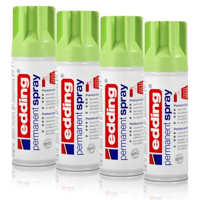 Produktbild von 4x edding Permanent Spray pastellgrün matt 200 ml Premium Acryllack Spraydose