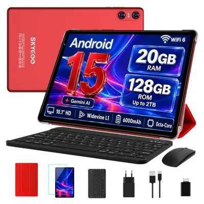 Produktbild von Android 14 Tablet 10 Zoll mit 20 GB RAM+128 GB ROM Erweiterbar auf 1 TB 5G WiFi 6 GPS Widevine L1 Octa-Core 5MP + 8MP BT 800 6000mAh Tablet mit Tastatur