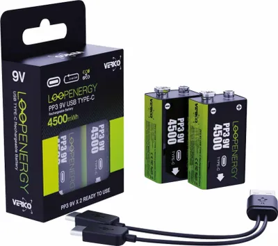 Obrázek produktu pro Verico LoopEnergy Li-Ion Akku 9V-Block, USB-C, 2er Pack retail