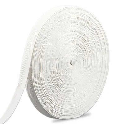 Schrägband 50 m, weiß, Baumwoll-Köperband 20 mm