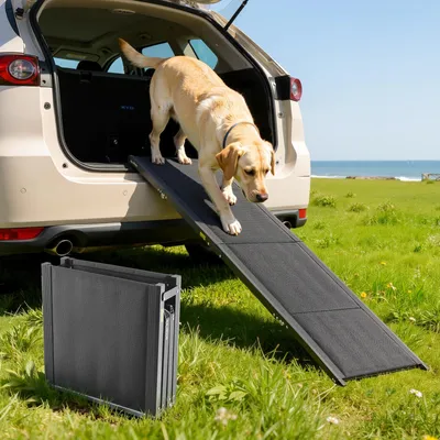 Immagine prodotto di Rampa per cani VEVOR, 180 x 50,8 cm, rampa pieghevole per auto per cani di taglia media e grande fino a 113 kg, gradini per cani con superficie in tessuto Oxford antiscivolo, ausilio portatile per la salita a bordo di SUV e camion