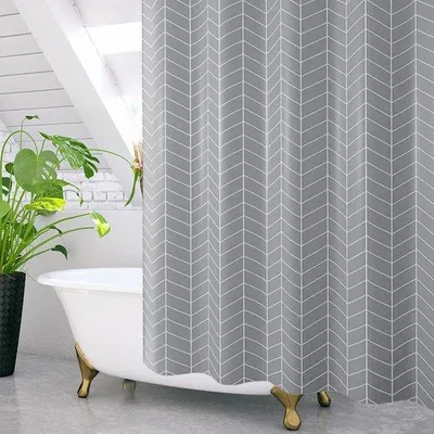 Obrázek produktu pro Voděodolná sprchová závěsa – šedá – 180 x 200 cm – polyester – lze prát
