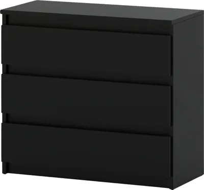 Produktbild von Kommode mit 3 Schubladen Sideboard Schubladenschrank Kleiderschrank Modern Möbel mit Schubladen für Ihr Schlafzimmer Schwarz Matt 80x71,5x33,5