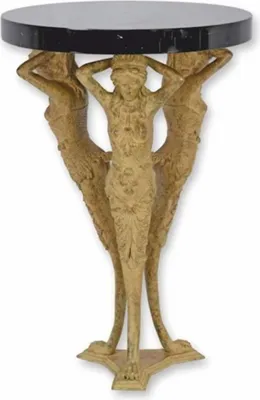 Produktbild von Casa Padrino Barock Bronze Beistelltisch mit Marmorplatte Beige / Schwarz H. 67 cm