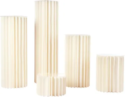 Image de Présentoirs à fleurs en carton - Colonnes alvéolées, lot de 5 - Avec plaques en PVC - Capacité de charge de 50 kg par pièce - Cadre en plastique - Blanc