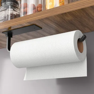Produktbild von Küchenrollenhalter selbstklebend mattschwarz Aluminium stabil