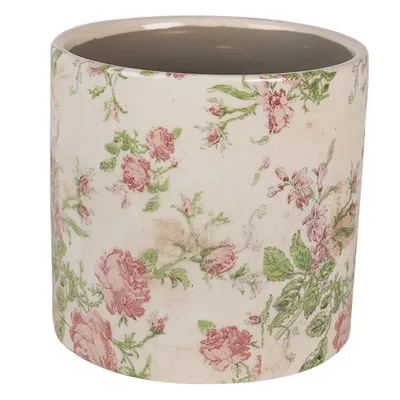 Produktbild von Clayre & Eef Blumentopf Ø 17x16 cm Beige Rosa Keramik Blumen