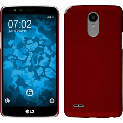 Produktbild von PhoneNatic Case kompatibel mit LG Stylus 3 - Hülle rot gummiert Hard-case + 2 Schutzfolien