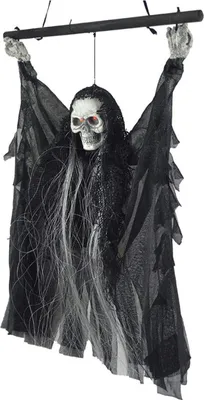 Immagine prodotto di Decorazione di Halloween - spaventosa decorazione appesa horror con luce ossea sonora decorazione teschio fantasma scheletro porta giardino