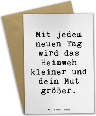 Produktbild von Mr. & Mrs. Panda Glückwunschkarte Spruch Heimweh überwinden Mut - Weiß - Geschenk, dankeskarten, Zuversicht, Ermutigung, mutmachen, Geborgenheit, osterkarte, Trost