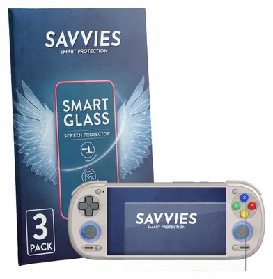 Produktbild von 3x Savvies Schutzglas Folie für Retroid Pocket 6 9H Panzer Schutzfolie Glas Displayschutz klar transparent
