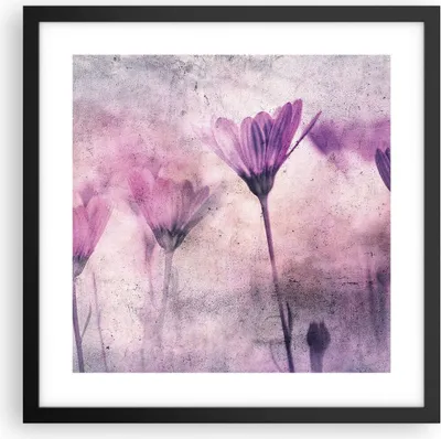 Produktbild von Gerahmtes Poster - Schwarzer Rahmen - Blumen Rosa Vintage - 40x40 cm - Wand Bild - Wanddeko - Wandbilder - Kunstposter - Wandposter - Bilderrahmen - Bilder - Kunstdruck - P2BAC40x40-4432